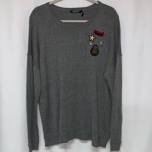 Ralph Lauren Gray Crewneck Sweater with Embellishments